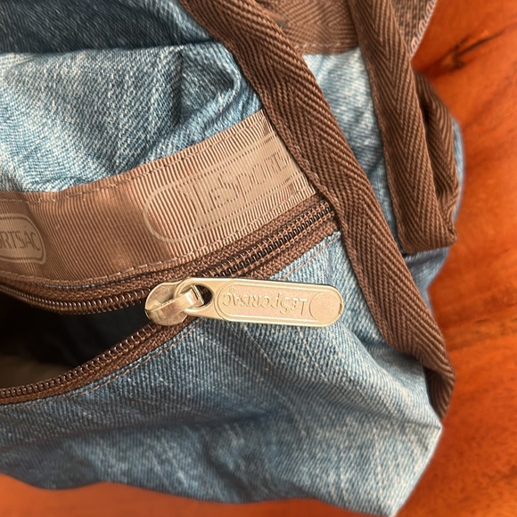 LeSportSac Like New Mini Denim print Backpack with brown accents - Picture 8 of 10